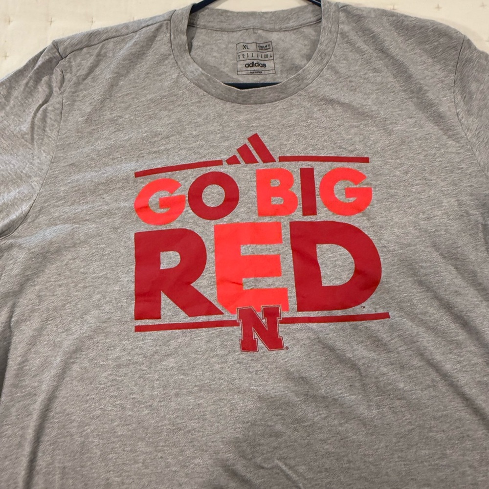 Adidas Gray and Red Men's Tee
